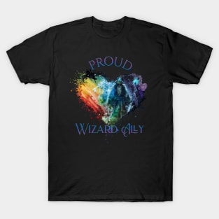 PRIDE Month Proud Wizard Ally Rainbow Pride Heart T-Shirt